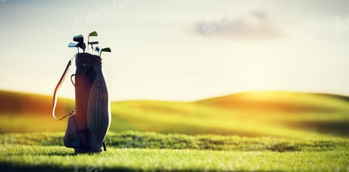 Preview: Golf clubs in bag at golf course resort