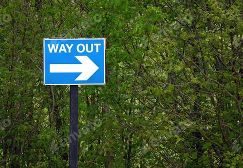 Preview: Way out traffic sign in blue and white colors