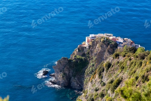 Preview: Small touristic town on the rocky coast, Manarola, Italy. Cinque Terre