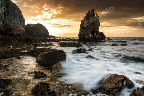 Preview: Seascape in Portizuelo beach, Asturias coast, North Spain.