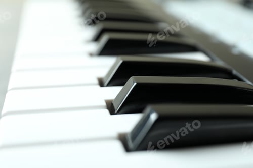 Preview: Midi keyboard, close up and selective focus