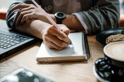 Preview: To do list, organize plans, projects, checklist, Productivity Works. Woman writing to do list. Close