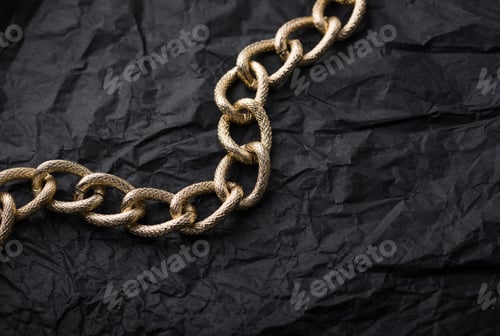 Preview: Golden chains earrings on black background.