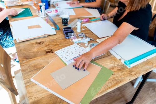 Preview: Scrapbooking Workshop. School materials and tools for creating a handmade album.