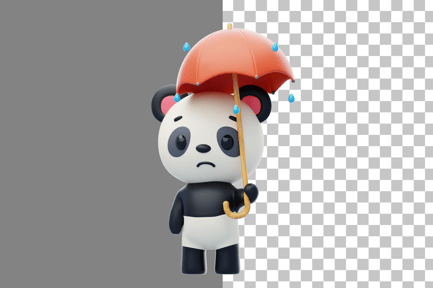 Preview: Panda Holding an Umbrella in the Rain 3D Illustration