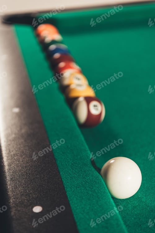 Preview: closeup billiard balls on gambling table