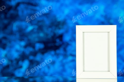 Preview: front view white picture frame on blue background color gift present portrait shoot family photo