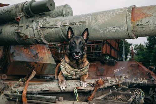 Preview: Malinois Dog in Bulletproof Vests. Working dog. Dog guard. Police and army dog.