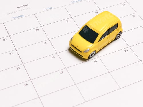 Preview: Miniature car on blank calender.