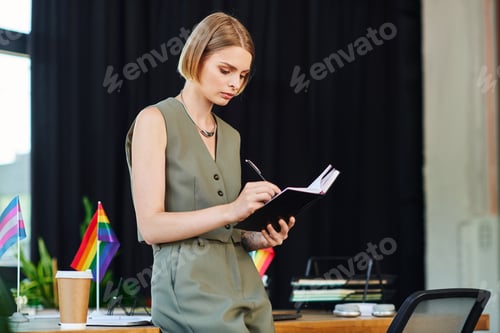 Preview: In a vibrant office, coworkers passionately engage in discussions supporting the LGBT community