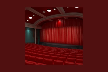 Aperçu: Auditorium de théâtre vide avec sièges rouges et rideau de scène