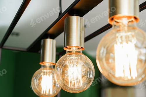 Preview: Creative loft style lamp with shining lightbulb