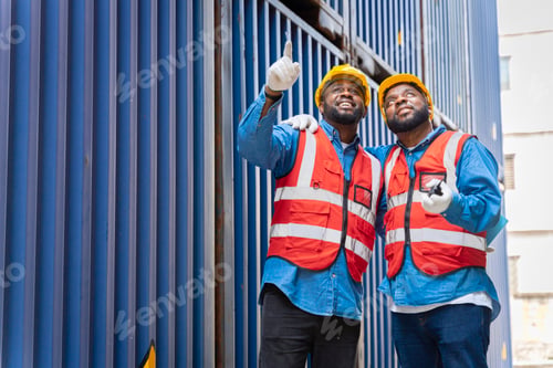 Preview: Two male engineers in a container shipping company Consulting