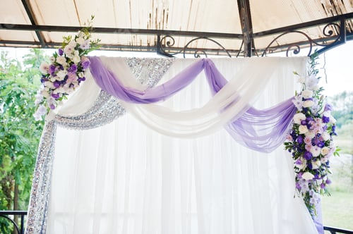 Preview: Beautiful wedding set decoration in the outdoor ceremony.