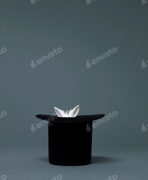 Preview: Rabbits ears sticking up from hat
