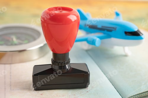 Preview: Approved Stamp visa and passport document to immigration at airport in country.