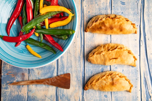 Preview: Set of patties near chili peppers