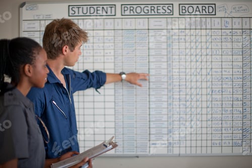 Preview: Student pilots checking progress board