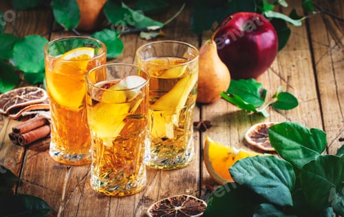 Preview: Cider glasses: apple, pear and orange flavored cider. Fermented low alcohol fruit drink