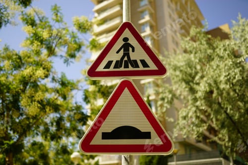 Preview: Closeup of a road sign with the blurred background