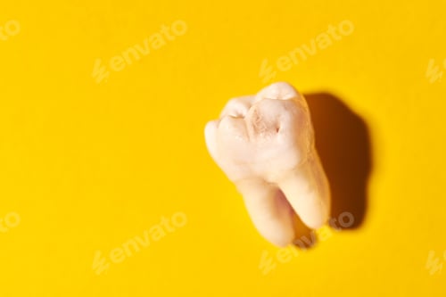 Preview: Wisdom tooth with tooth decay, yellow background