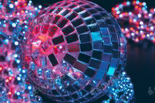 Preview: Mirror balls Illuminating in the dark close up