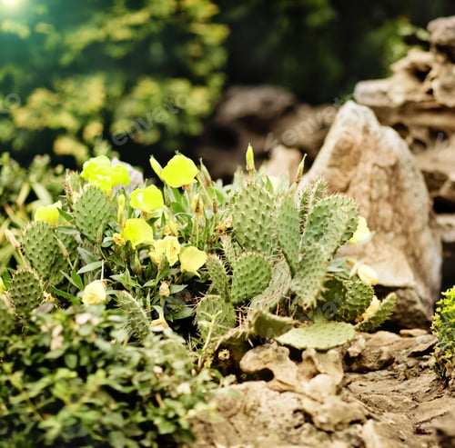 Preview: Blooming yellow cactus