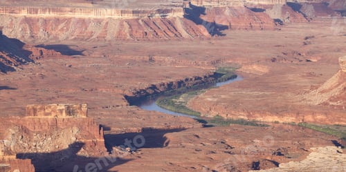 Preview: Scenic American Landscape and Red Rock Mountains in Desert Canyon.