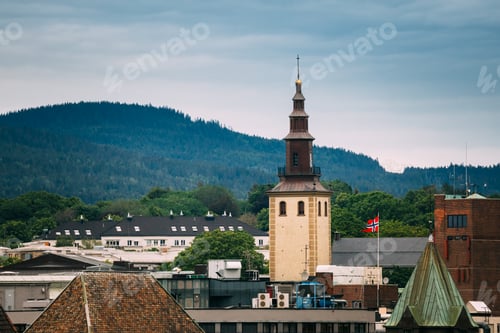 Preview: Oslo, Norway. View Of Oslo Cathedral in Norway, formerly Our Savior's Church In Skyline