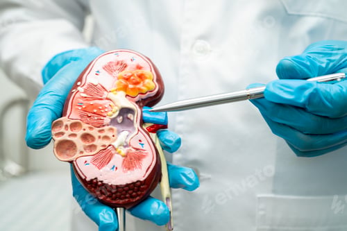 Preview: Kidney disease, Chronic kidney disease ckd, Doctor with human model to study and treat in hospital.