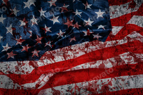 Preview: American flag with blood splatters