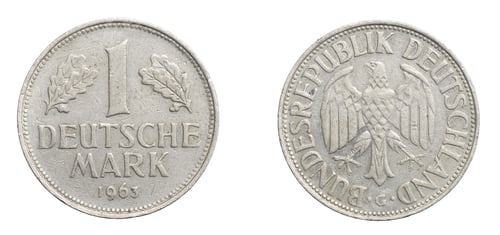 Preview: one germany mark coin on a white isolated background