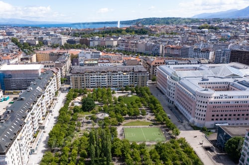 Preview: Aerial view of plainpalais in Geneva - Switzerland