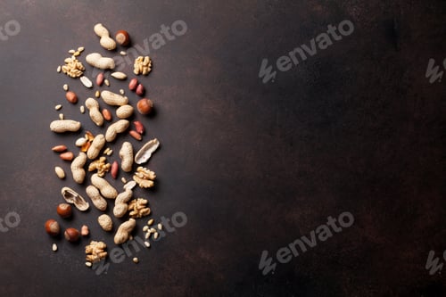 Preview: Various nuts on stone table