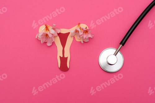 Preview: Uterus Paper Cutout with Flowers and Stethoscope