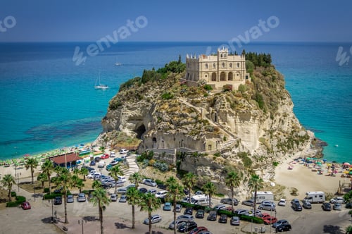 Preview: Santa Maria dell'Isola, Church in Tropea beach - Calabria, Italy