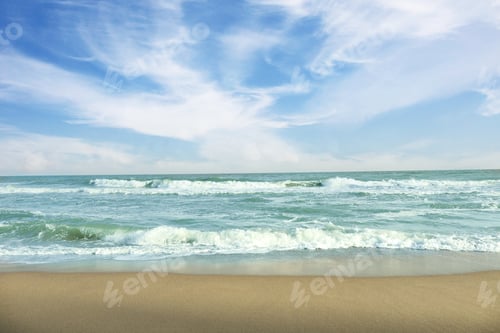 Preview: Sea with waves on beautiful sandy beach