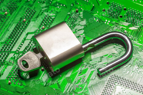 Preview: padlock on a computer circuit board