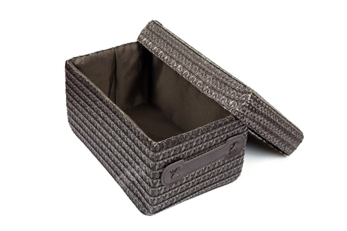 Preview: Open brown wicker box on white background