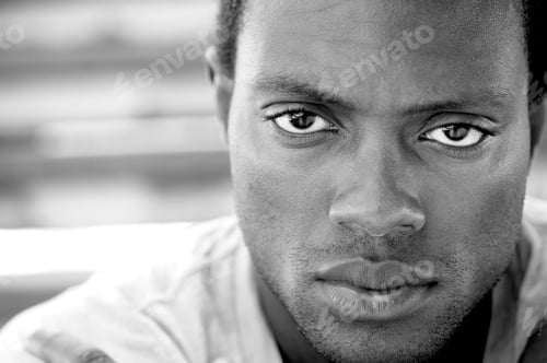Preview: Black and white image of an african american man