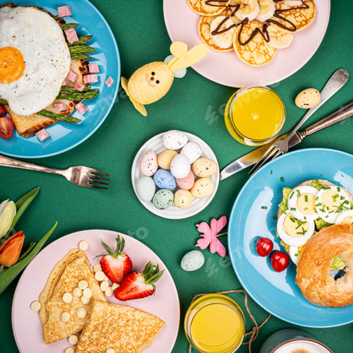 Preview: Easter breakfast flat lay