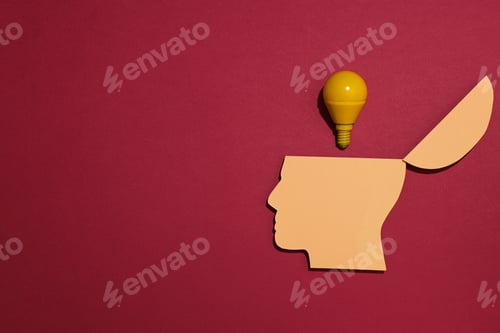 Preview: Paper human head with a light bulb