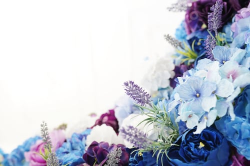 Floral Arrangement of Blue and Purple Flowers