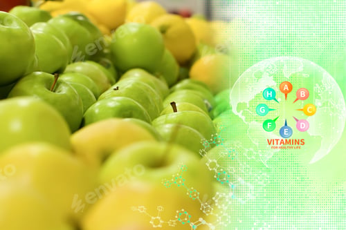 Preview: Fresh Apple At Supermarket. Concept Of Healthy Food, Bio, Vegetarian, Diet.