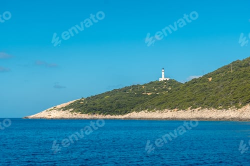 Preview: Lighthouse or Cape Ducato Lefkas in the southern area of the Greek island of Lefkada. Greece.