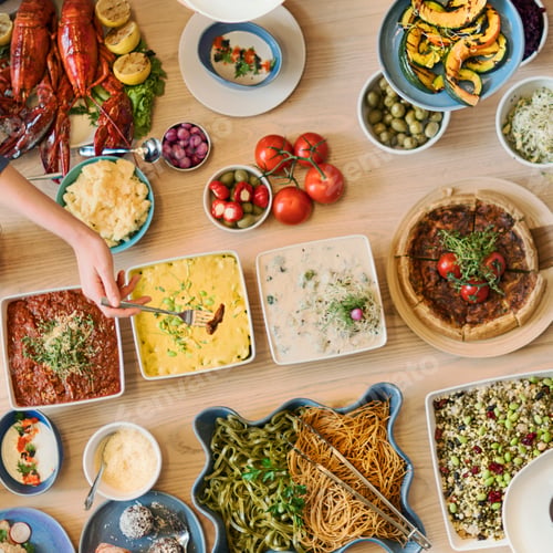 Preview: Friends Party Buffet Enjoying Food Concept