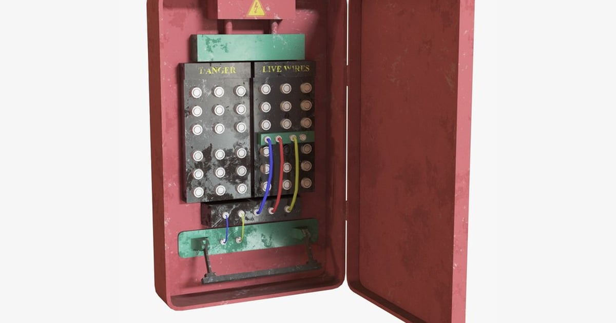 Open Fuse Box with Live Wires 3D, Incl. box & circuit - Envato