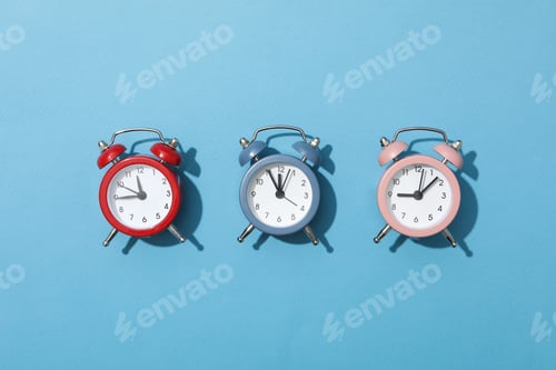 Preview: Concept of sleep and wake up with alarm clocks