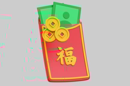 Preview: Red Envelope Hongbao With Money And Coins