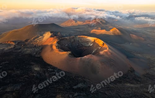 Preview: Amazing panoramic landscape of volcano craters in Timanfaya national park